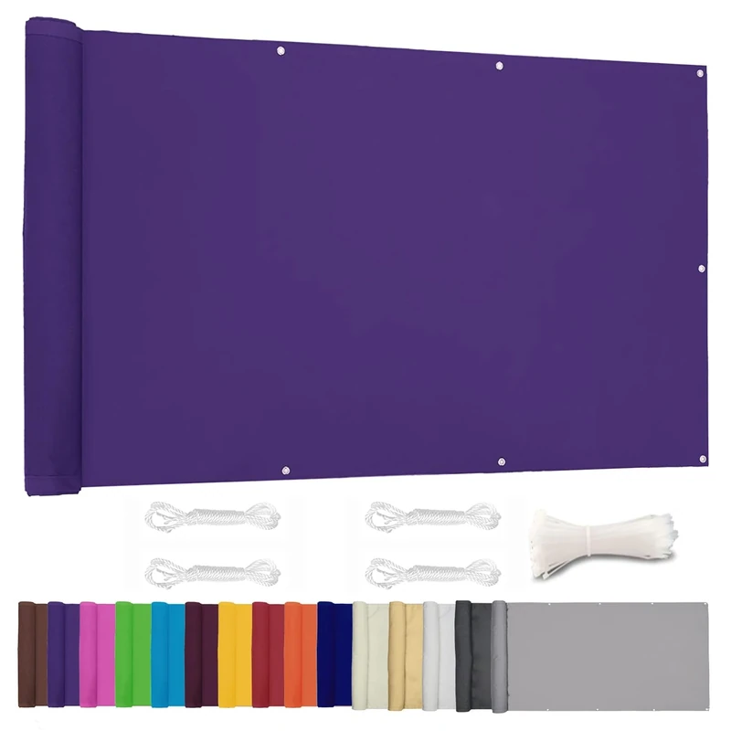 Lingle888 Balcony Privacy Screen for Backyard Deck Patio Balcony Fence Porch Sun Shade PVC UV Protection Sun Wind 8 Days Delivered 14 Colors 20 Sizes 420D(Purple,1.2x8m)