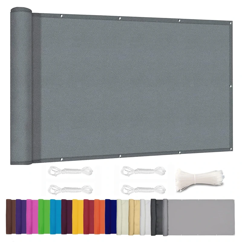 Lingle888 Balcony Privacy Screen for Backyard Deck Patio Balcony Fence Porch Sun Shade PVC UV Protection Sun Wind 8 Days Delivered 14 Colors 20 Sizes 420D(Grey,0.9x10m)