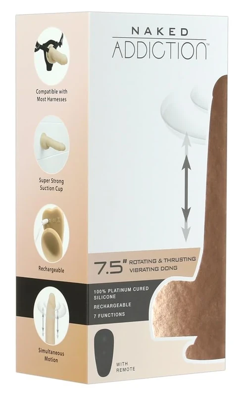 7.5" The Freak Vibrating, Rotating & Thrusting Dildo/Dong - Vanilla with Remote by Addiction (E31780)