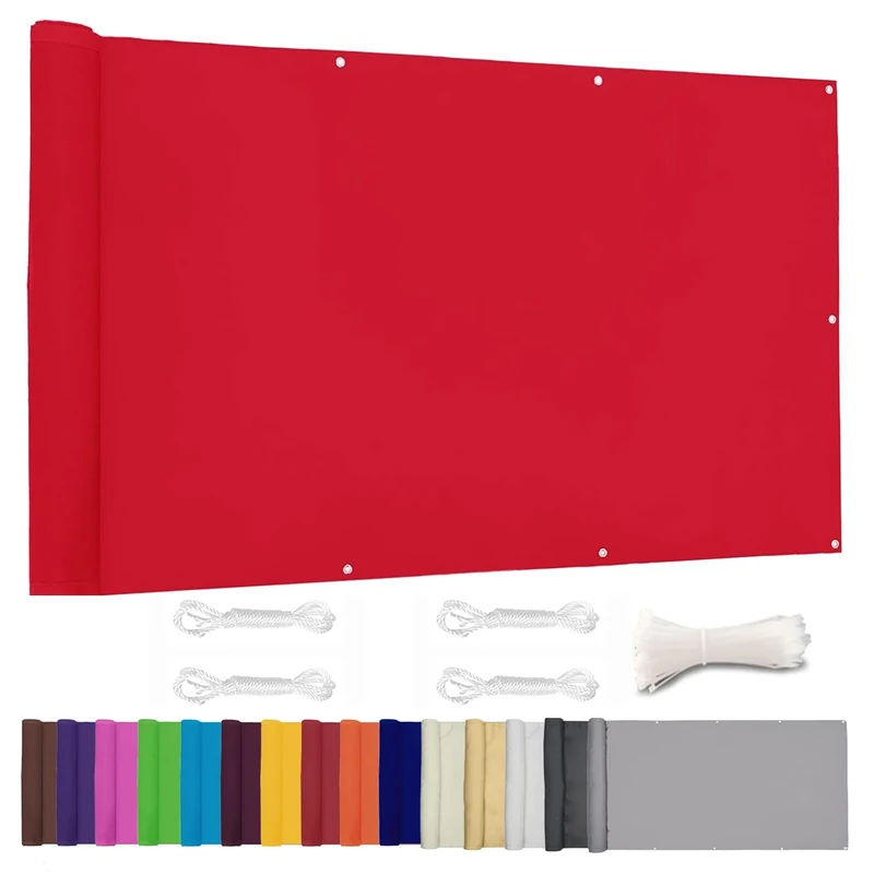 Lingle888 Balcony Privacy Screen for Backyard Deck Patio Balcony Fence Porch Sun Shade PVC UV Protection Sun Wind 8 Days Delivered 14 Colors 20 Sizes 420D(Red,1.2x8m)