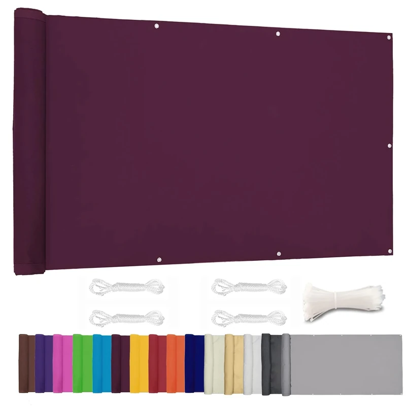 Lingle888 Privacy Screen for Backyard Deck Patio Balcony Fence Porch Sun Shade PVC UV Protection Sun Wind 8 Days Delivered 14 Colors 20 Sizes 420D(Wine red,1.2x8m)