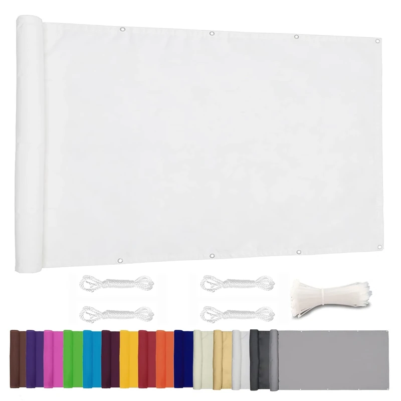 Lingle888 Balcony Privacy Screen for Backyard Deck Patio Balcony Fence Porch Sun Shade PVC UV Protection Sun Wind 8 Days Delivered 14 Colors 20 Sizes 420D(White,1.2x8m)