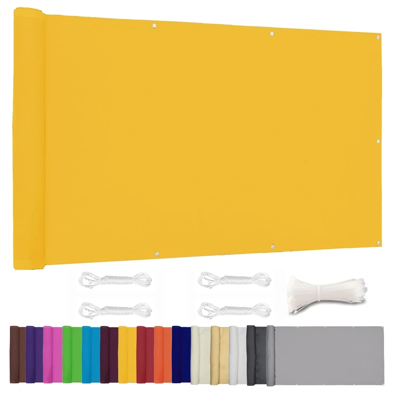 Lingle888 Balcony Privacy Screen for Backyard Deck Patio Balcony Fence Porch Sun Shade PVC UV Protection Sun Wind 8 Days Delivered 14 Colors 20 Sizes 420D(Yellow,1.2x8m)