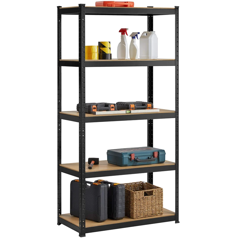 Yaheetech 5-Tier Heavy-Duty Racking 180 x 90 x 45cm Storage Shelves Black