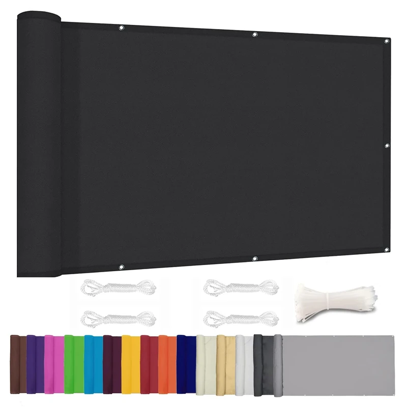 Lingle888 Balcony Privacy Screen for Backyard Deck Patio Balcony Fence Porch Sun Shade PVC UV Protection Sun Wind 8 Days Delivered 14 Colors 20 Sizes 420D(Black,1.2x8m)