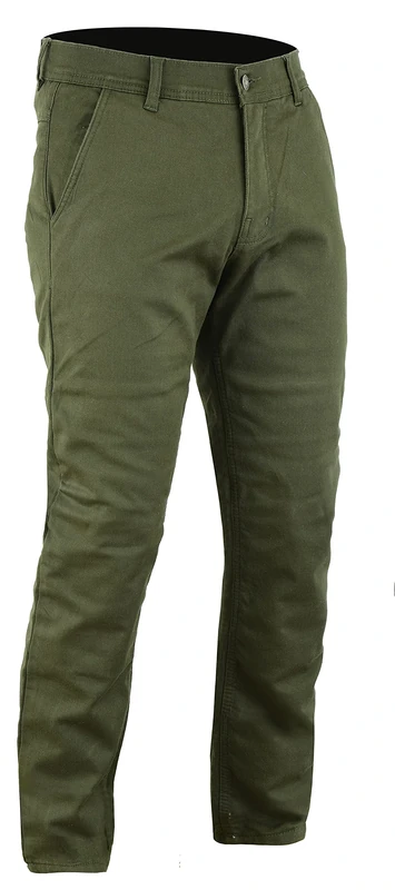 Kevlar Lined Modern Style Green Chino Motorcycle Jeans with Removable CE Protection