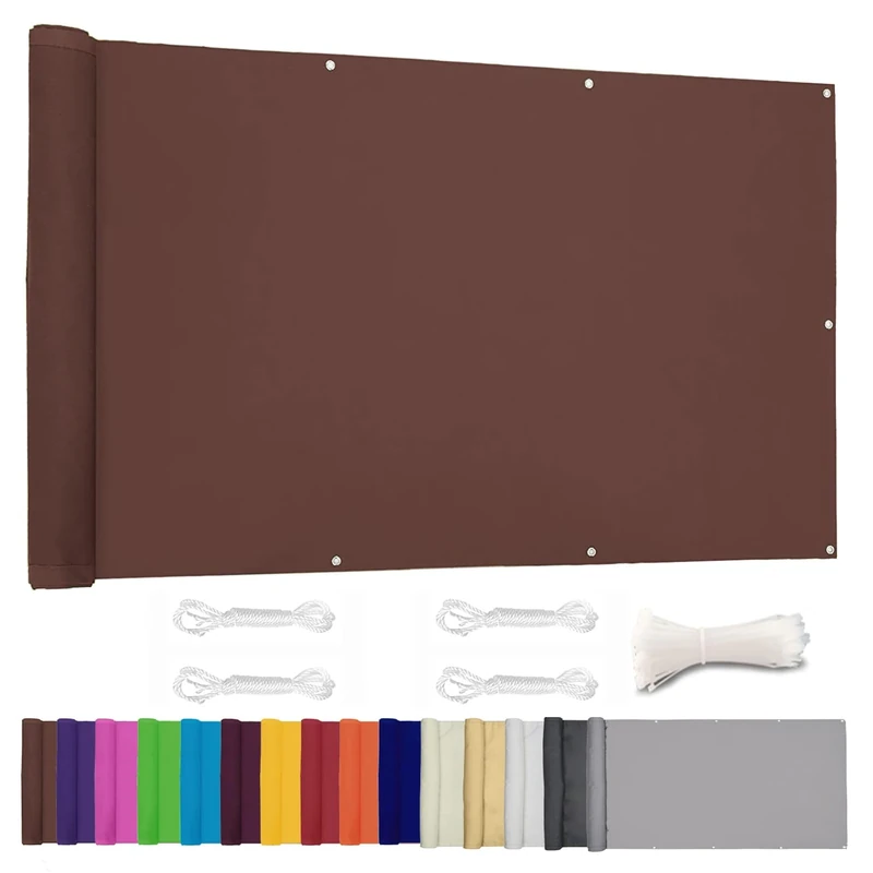Lingle888 Balcony Privacy Screen for Backyard Deck Patio Balcony Fence Porch Sun Shade PVC UV Protection Sun Wind 8 Days Delivered 14 Colors 20 Sizes 420D(Brown,1.2x8m)