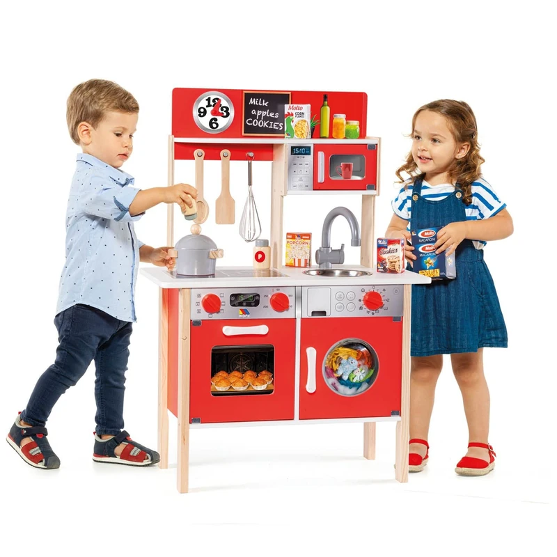 Molto Wooden Toy Kitchen with 10 Utensils and Accessories, Real Doors, Induction Hob, Sink and Oven, Choose between My First Kitchen and Grand Kitchen (Grand Kitchen)