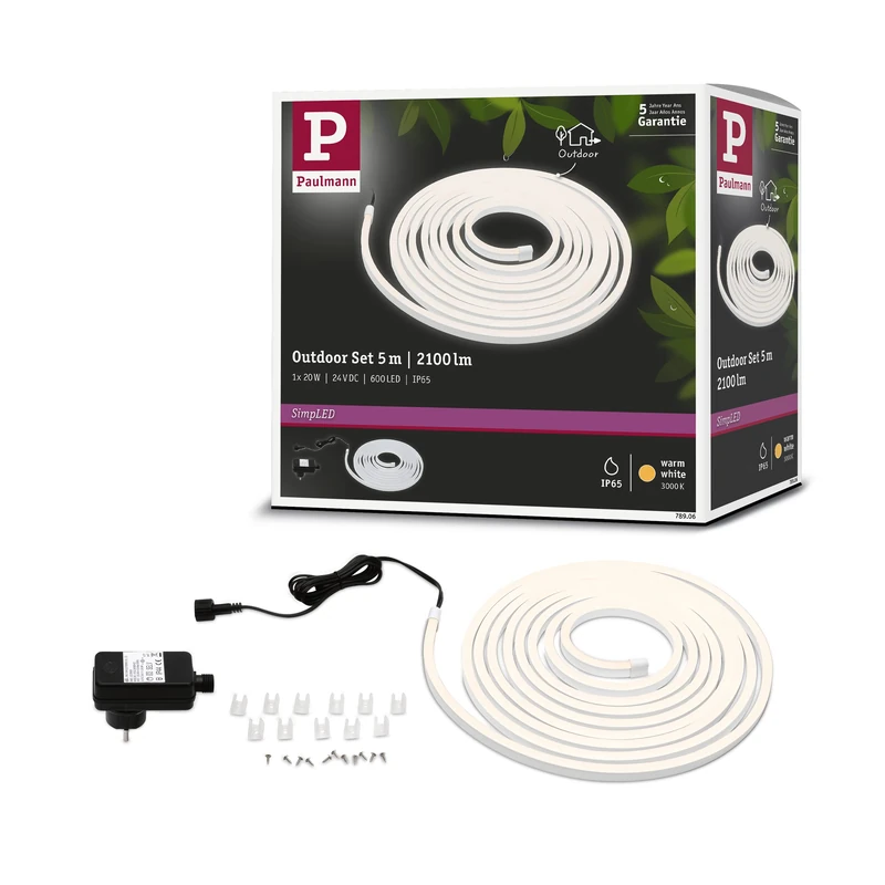 Paulmann SimpLED Outdoor Stripe 78906 LED-Streifen-Komplettset with jack 24V 5m Warm white 1 pc(s)