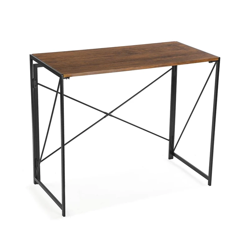 Versa Jack Desk Table for the Computer, Table for the Room or Study, Folding, Measurements (H x L x W) 74 x 45 x 90 cm, Wood and Metal, Colour Brown