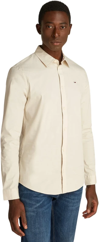 Tommy Jeans Men’s TJM Original Long Sleeve Shirt, White (Classic White), 3XL