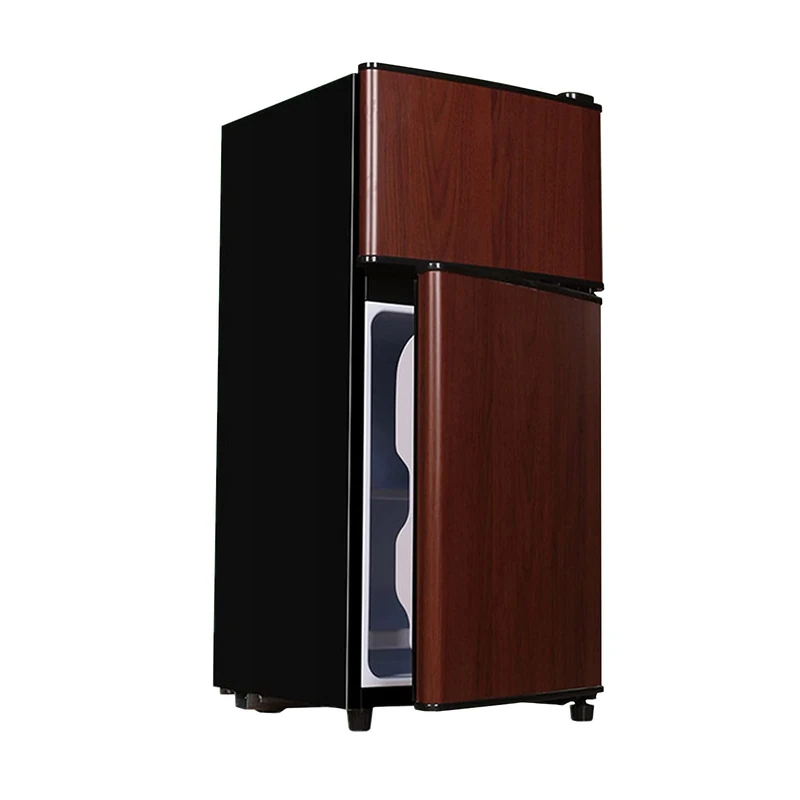 QINGZHUO Mini Fridge 42L,Wood Grain Color,Energy-saving And Silent,Ideal For Bedroom,living Roomand Small Office Space.