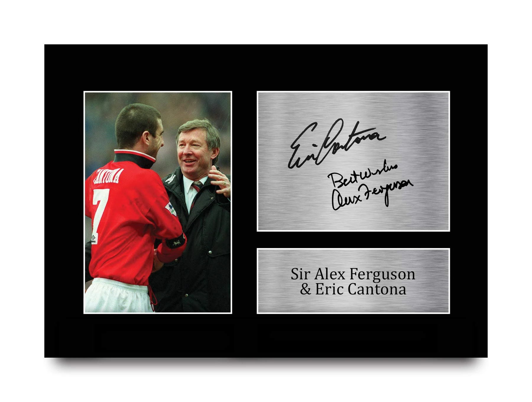 HWC Trading A4 Sir Alex Ferguson & Eric Cantona Gifts Printed Signed Autograph Picture for Football Fans and Supporters