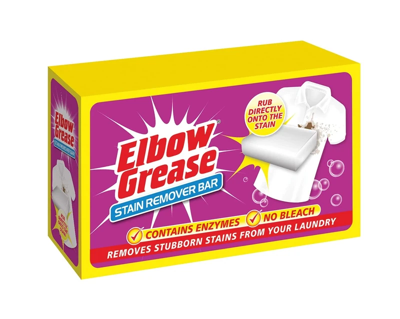 Elbow Grease Stubborn Stain Remover Bar - Removes Stubborn Stains From Laundry | No Bleach (100g Bar)