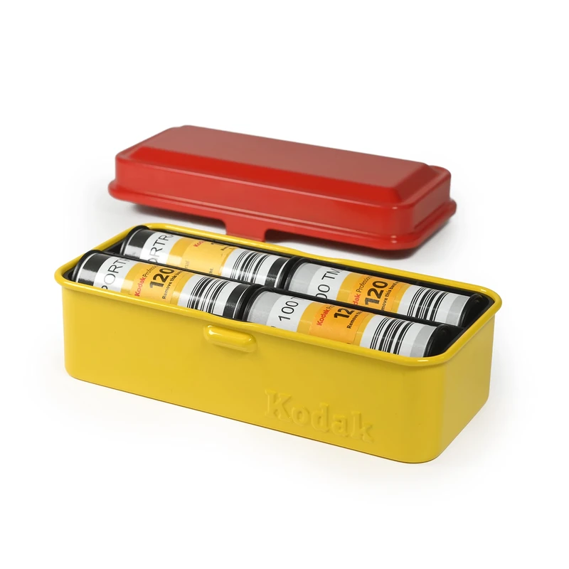 KODAK 120/135 Film Case for 8 Rolls of 120/10 Rolls 35 mm Film-Steel Case for Sorting and Protecting Film(Red) (Film Not Included)