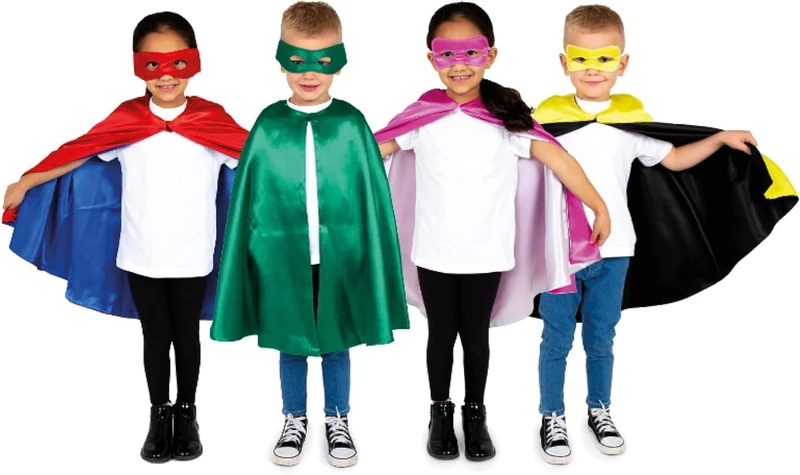 PRETEND TO BEE Superhero Capes, Dress Up Costume for Kids, Set of 4, 3+ Years