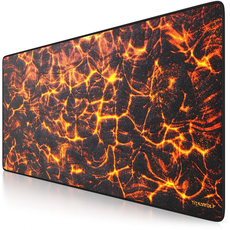 TITANWOLF - XXL Speed Gaming Mouse Pad Mouse Mat - Extra Large 900 x 400 x 3mm - Water-Resistant Mousepad with Non-Slip Rubber Base - Smooth Cloth Surface – LAVA
