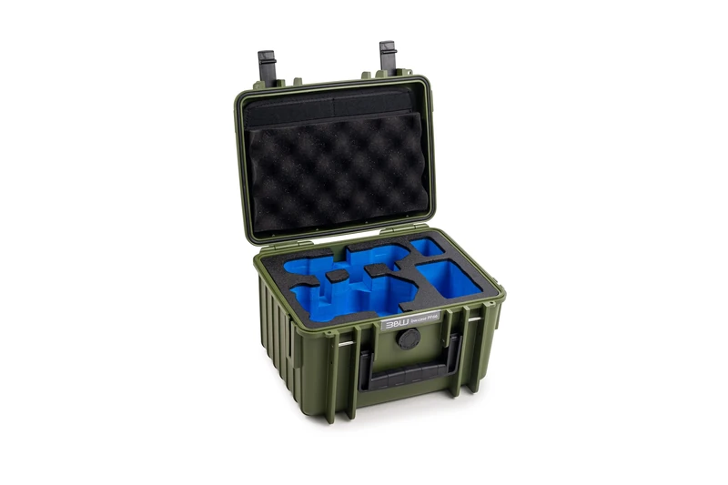 B&W Outdoor Transport Case for DJI Mini 4 Pro Drone and Fly More Combo - Type 2000 Bronze Green - Waterproof according to IP67 Certification, Dustproof, Shatterproof and Indestructible