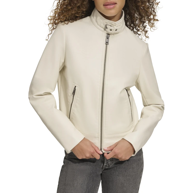 Levi's Women's Faux Leather Motocross Racer Jacket (Standard and Plus), Oyster Latch Collar, XXL - Image 1