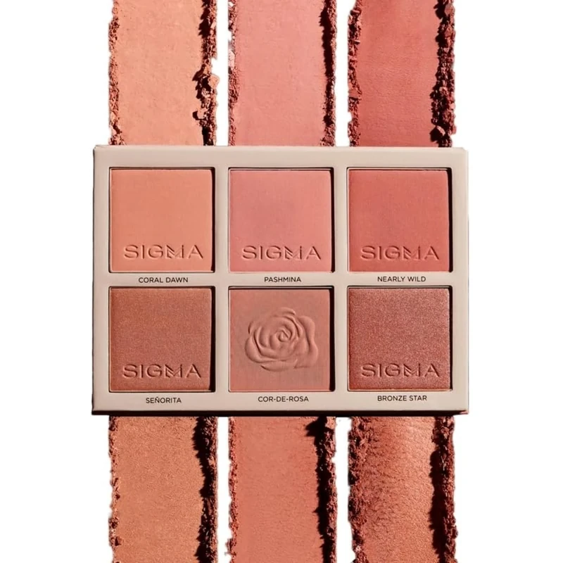 Sigma Beauty Cor-de-Rosa Blush Palette - Flushed Neutral Matte Blush Palette - Long Lasting Blush Pressed Powder - Gluten Free, Cruelty Free, Vegan Makeup Palette - Cor-de-Rosa