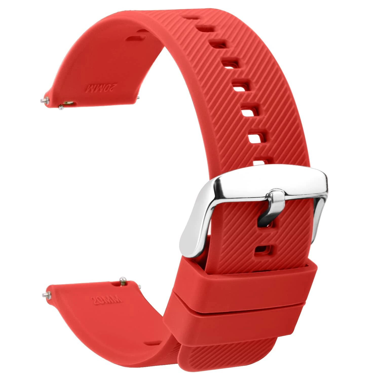 TStrap Silicone Watch Straps 20mm - Quick Release Watch Bands Soft Rubber Red - Waterproof Military Watch Strap for Men Women - for Smartwatches Straps Replacement