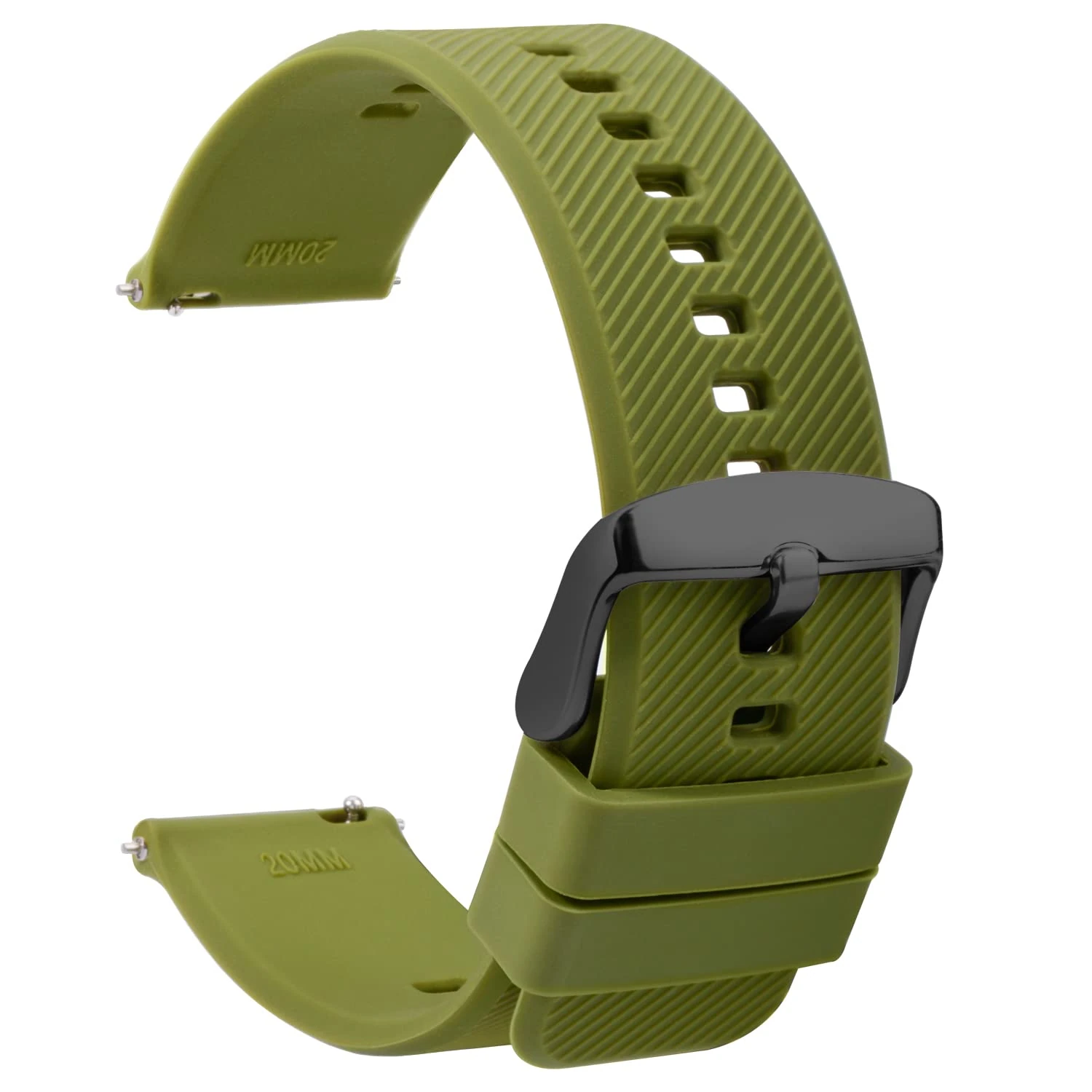 TStrap Silicone Watch Straps 20mm - Quick Release Watch Bands Soft Rubber Green - Waterproof Military Watch Strap for Men Women - for Smartwatches Straps Replacement