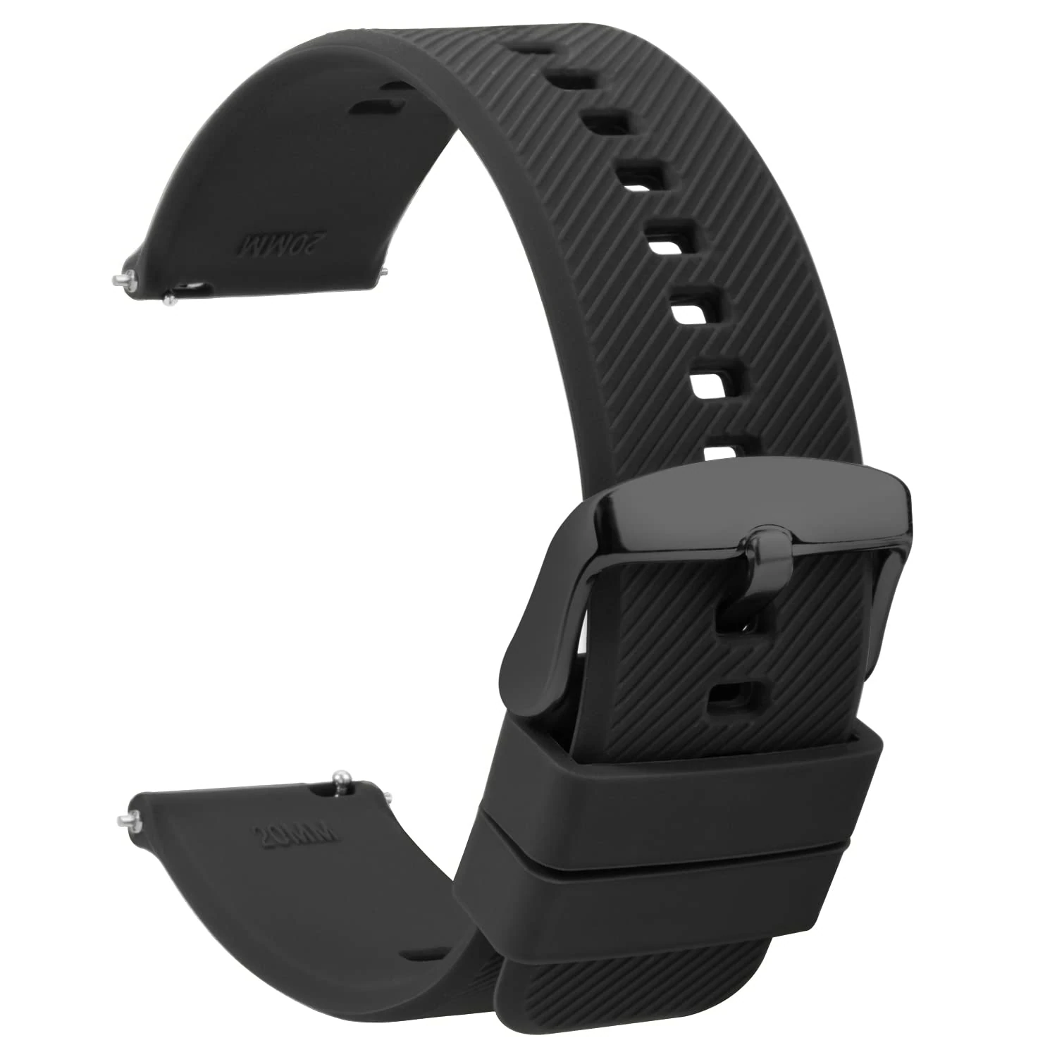 TStrap Silicone Watch Straps 18mm - Quick Release Watch Bands Soft Rubber Black - Waterproof Military Watch Strap for Men Women - for Smartwatches Straps Replacement