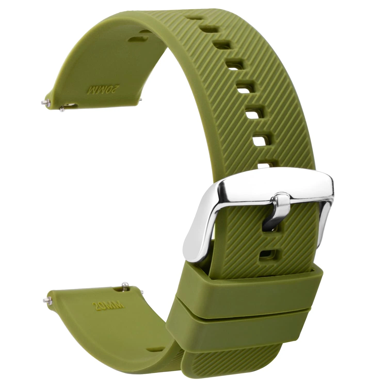 TStrap Silicone Watch Straps 20mm - Quick Release Watch Bands Soft Rubber Green - Waterproof Military Watch Strap for Men Women - for Smartwatches Straps Replacement