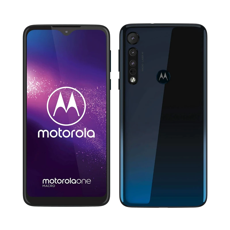 Motorola One Macro (6,2 Inch HD Plus Display, Macro Vision Camera, 64 GB/ 4 GB, Android 9.0, Dual SIM Smartphone), Space Blue (Renewed)