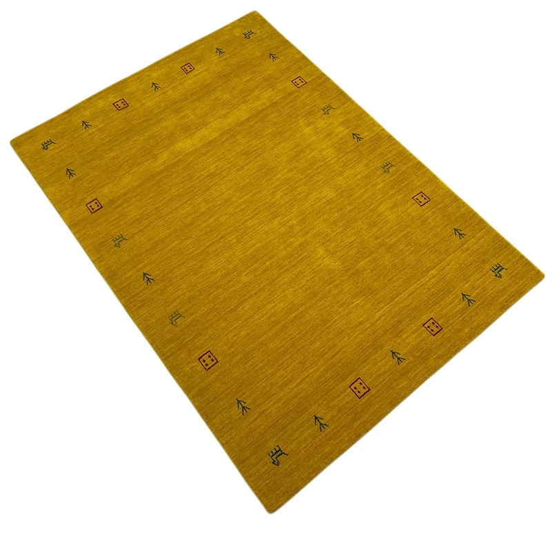 WAWA TEPPICH Oriental Rug Gold Gabbeh Rug 100% Wool Loom Handmade G-630 T (160 x 230 cm)