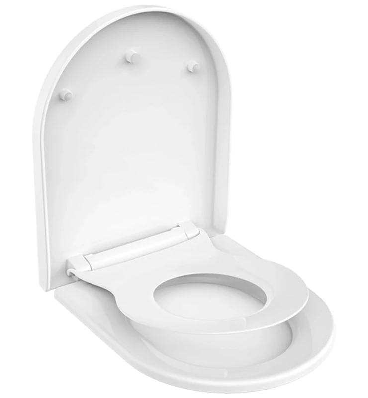 Family Toilet Seat, MUJIUSHI Soft Close Toilet Seat with Built-in Child Seat, Potty Training 2 in 1 Seat with Quick Release, Simple Top Fixing, Non-Slip Anti-Bacterial U/D Shape Toilet Cover White