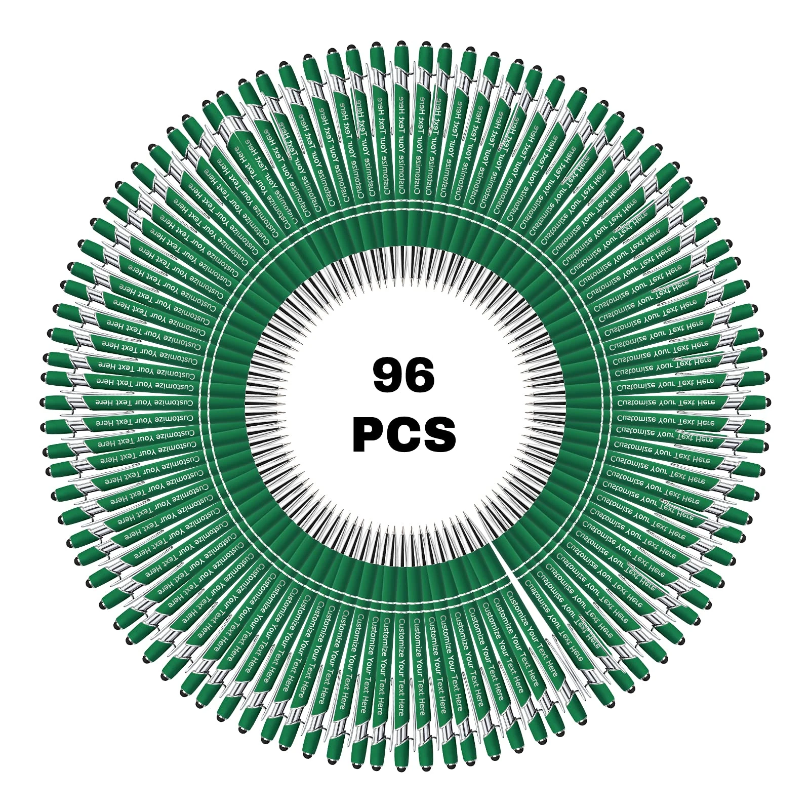 XJone 96 PCS Personalised Custom Pens Bulk, Customised Engraving Ballpoint Pens with Stylus Name Logo Message, Gift Ideas for Birthday Graduation(Medium Point, Black Ink)