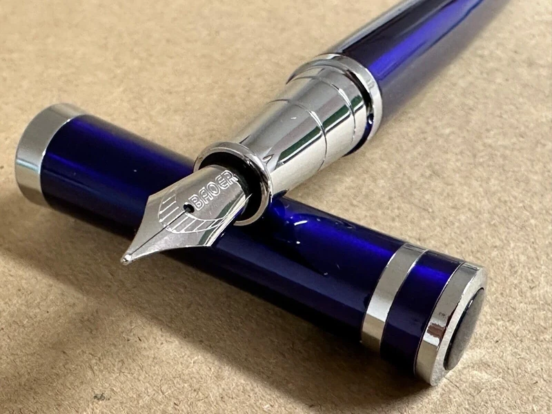 Rhapsody Luxury 3035 Executive Steel Fountain Pen in NAVY BLUE Ink Pens ~ 0.5mm Medium-Fine Nib + 5 BLACK Cartridges...(3035 Pen NAVY BLUE, Pen + 5pk Cartridges (Black Ink))