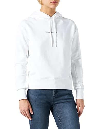 Calvin Klein Jeans Women's J20J217733 Hooded Sweatshirt, Bright White, L