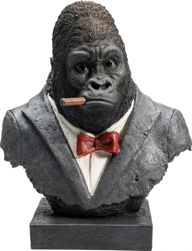 Kare Design Deco Object Smoking Gorilla, Black, Modern, Handmade, Each Piece Unique, Animal Statue, Gift Idea, Decorative Home Accessoires, Room Decor, Home Decor, 48x38x26 cm (H/W/D)
