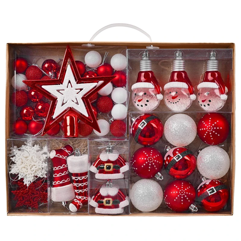 Valery Madelyn 70ct Red and White Shatterproof Christmas Ball Ornaments Bulk for Trees and Holiday Decor