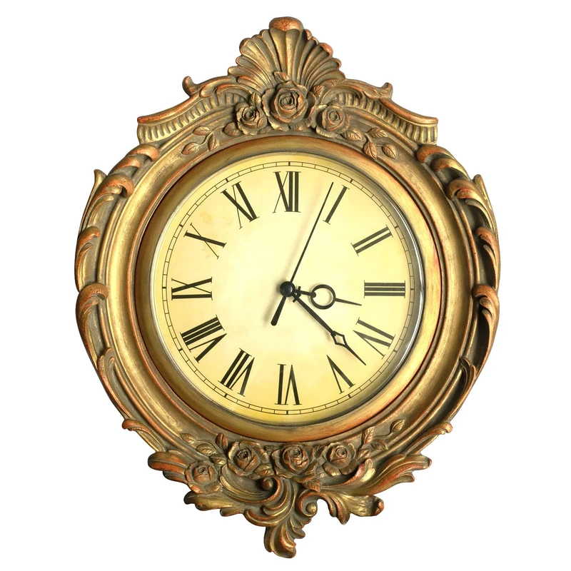 AELS Vintage Wall Clock, European Style Decorative Retro Wall Clock, Battery Operated for Living Room Bedroom Office Décor,Golden