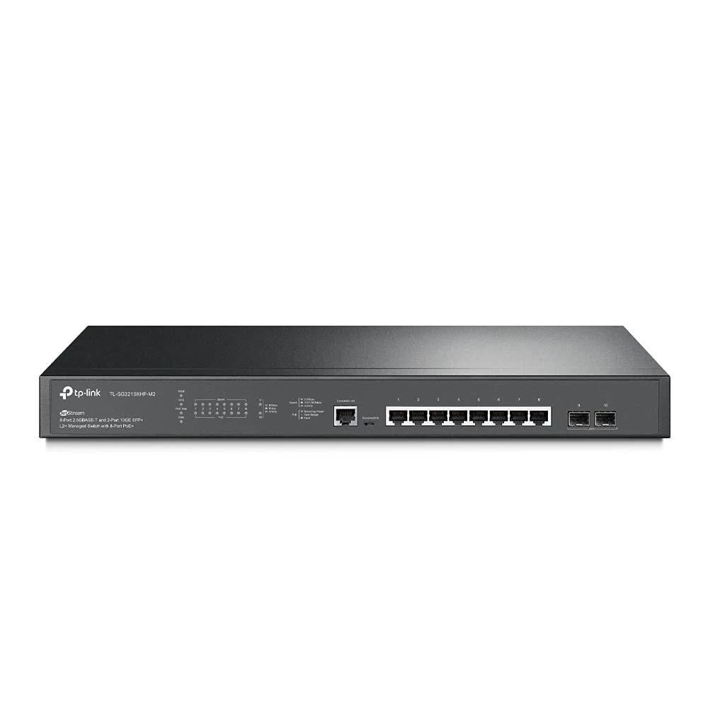 TP-Link TL-SG3210XHP-M2 | Jetstream 8 Port Multi-Gigabit L2+ Managed PoE Switch | 8 PoE+ Port @240W, 2 x 10G SFP+ Slots | 2.5G Bandwidth | Omada SDN Integrated | IPv6 | Limited Lifetime Protection