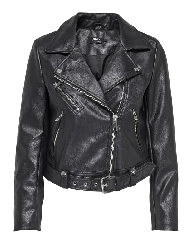 ONLY Womens Onlvera Faux Leather Biker CC Otw Jacket, Black, L UK