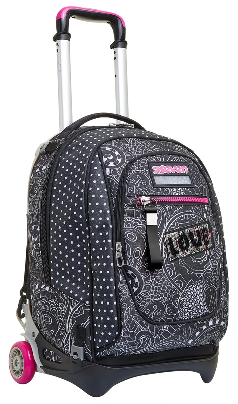 Seven Trolley New Tech, Yantry Girl, Black, 3in1 Detachable Backpack, School and Travel
