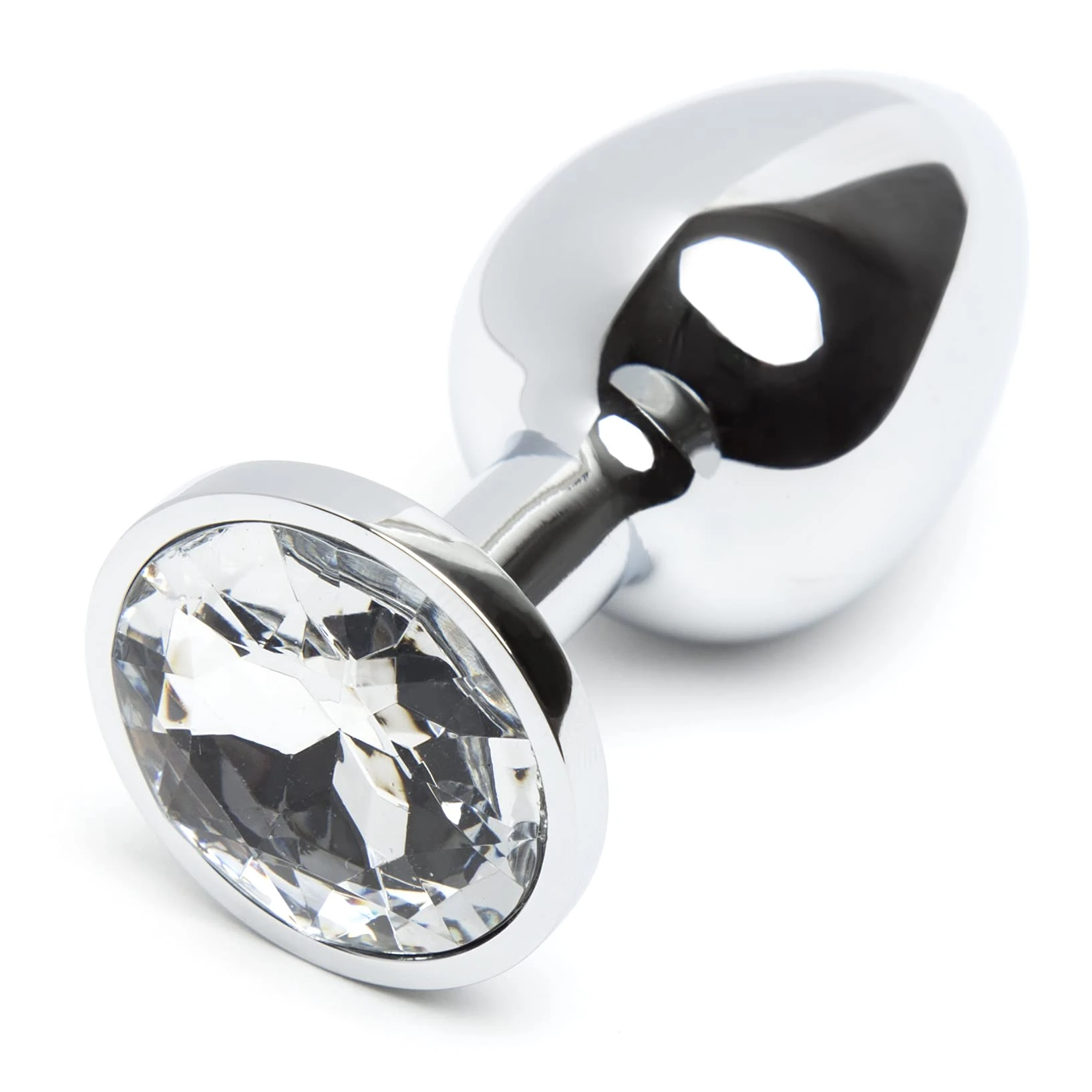 Lovehoney Jewelled Butt Plug - 2.5 Inch Metal Anal Plug - Beginner Friendly Tapered Tip - Waterproof Silver