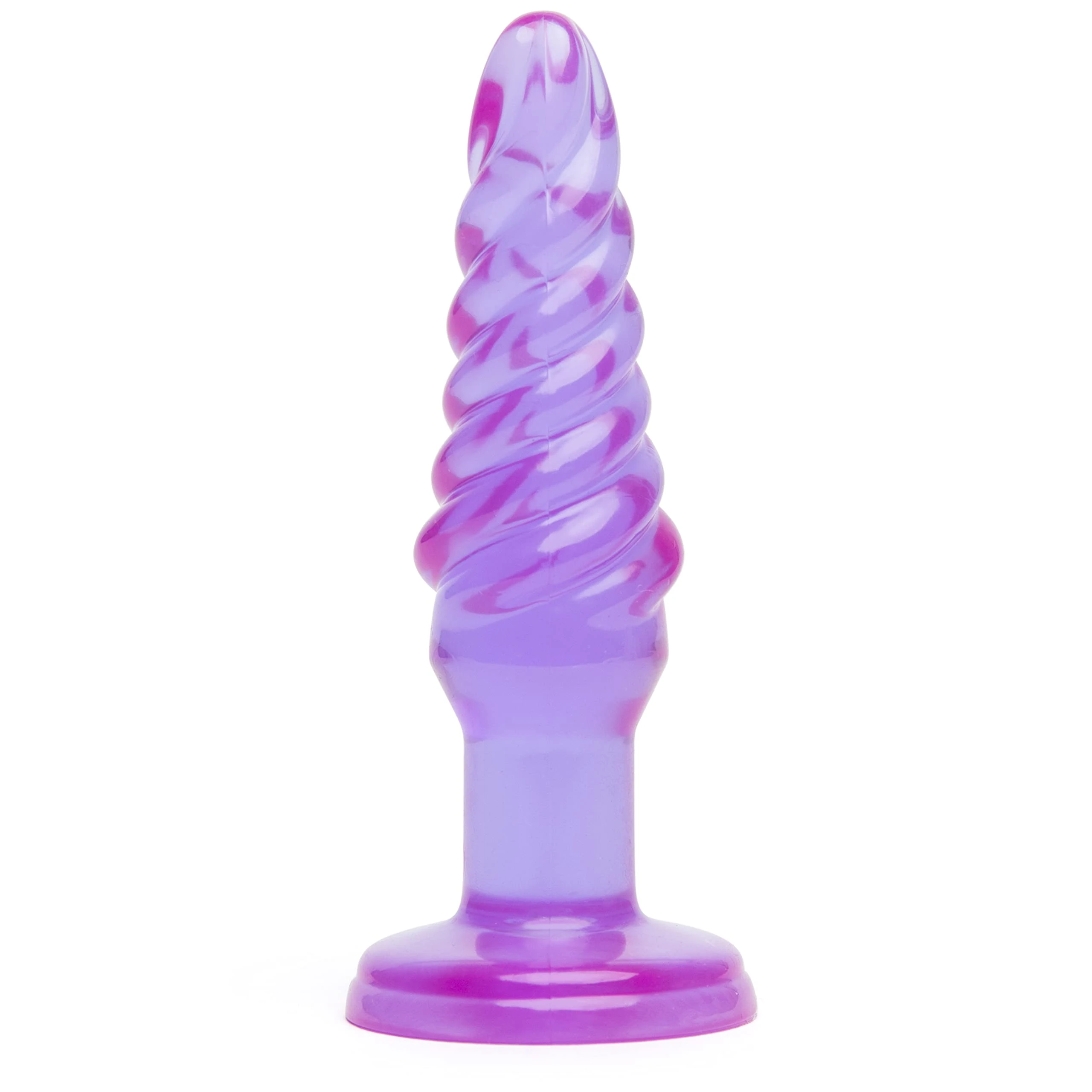 Lovehoney Spiral Butt Plug - 4 Inch Anal Plug - Beginner Friendly with Tapered Tip & Flared Suction Cup Base - Waterproof - Purple
