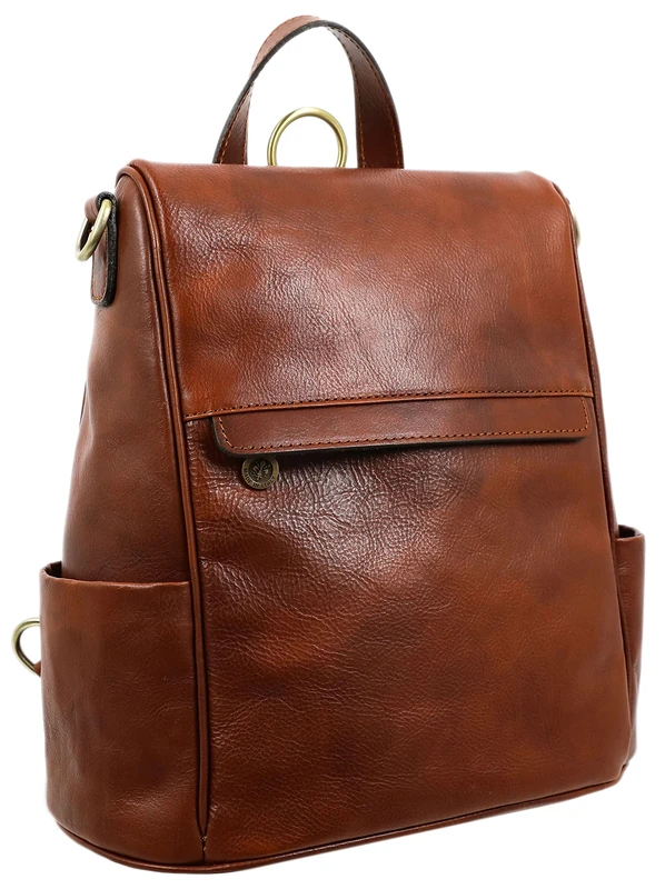 Time Resistance Full Grain Leather Convertible Backpack Bag