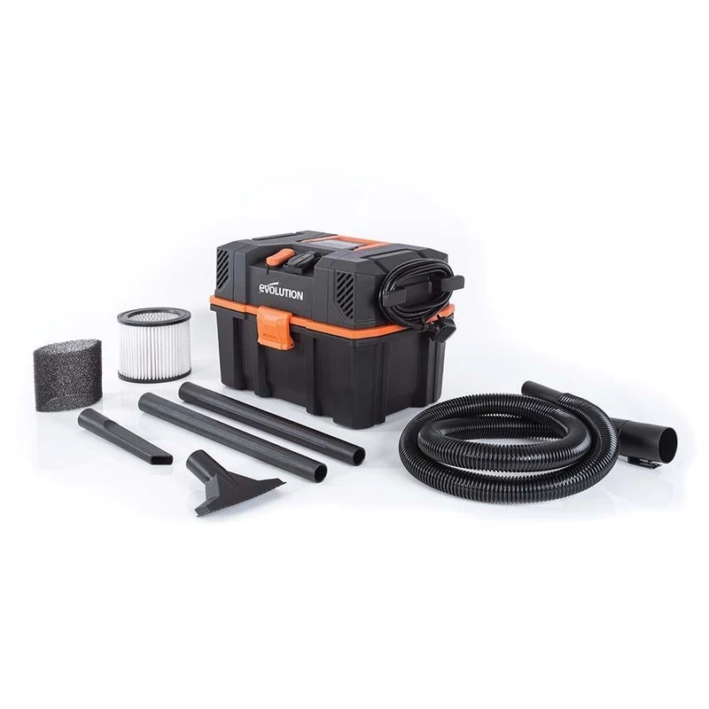 Evolution Power Tools R15VAC Wet/Dry Vacuum Cleaner with Dual Air Function, Suction and Blow Function, Dust Extraction, 15L, 1000W, 42.5L/S, Power Output Socket (1,700W), Includes Accessories