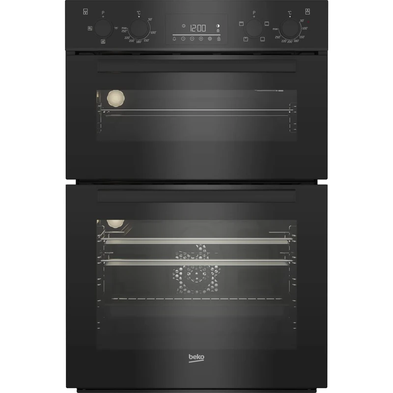 Beko Built-In Double Oven - Black, 75L Main + 38L Top, AA Class