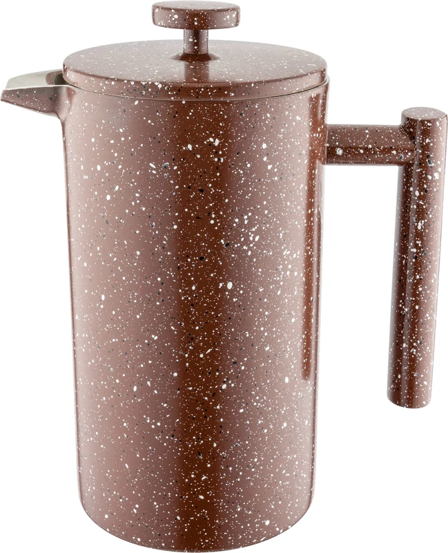 Café Olé CFD Granite Cafetière, 18/10 stainless steel double wall body and mesh filter, Red Granite effect finish, 1000ml (8 espresso cups or 4 mugs)