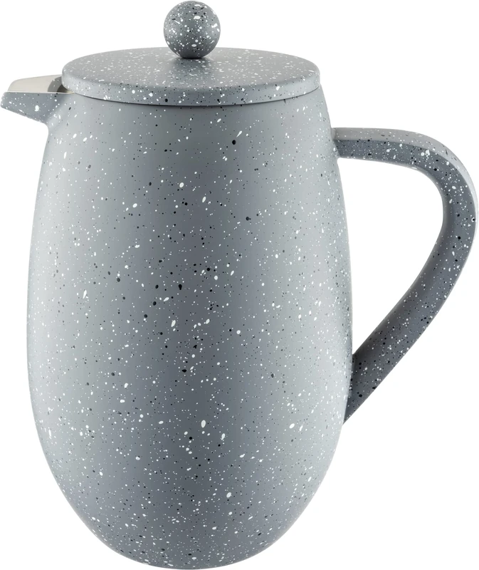 Café Olé BFD Granite Cafetière, 18/10 stainless steel double wall body and mesh filter, Grey Granite effect finish, 1000ml (8 espresso cups or 4 mugs)