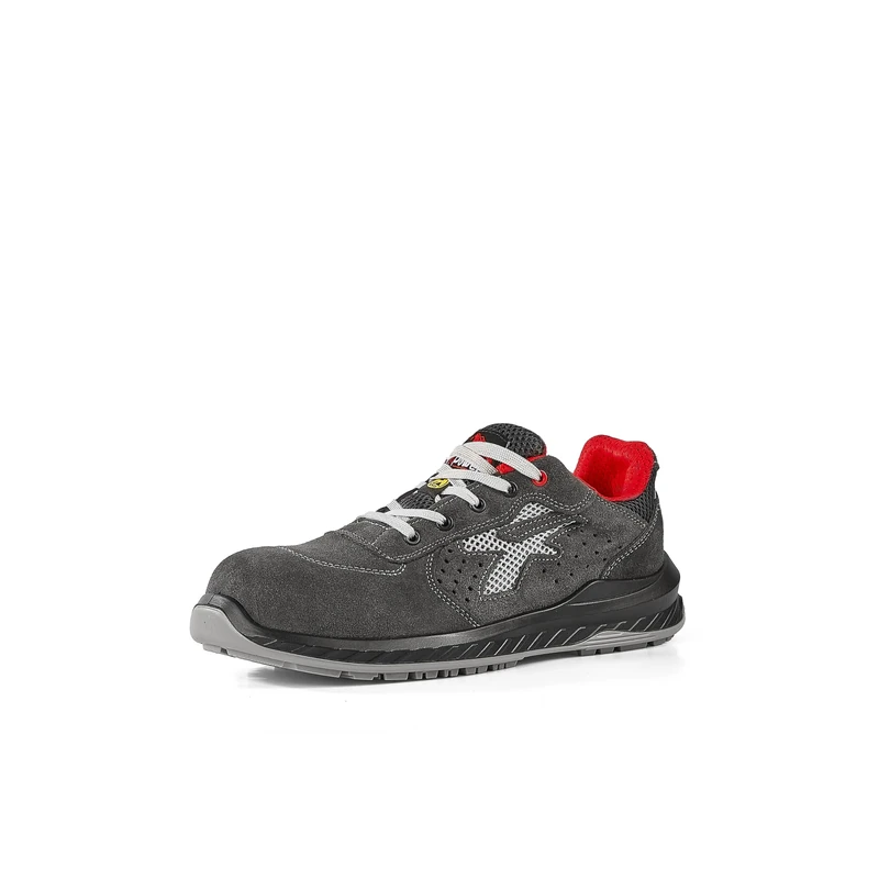 U-Power Red Industry® Radial, Unisex Safety Shoes, Lightweight, Flexible, Anti Puncture Leather Trainers, with Infinergy Insert, with Aluminium Toe Caps (Black 46)