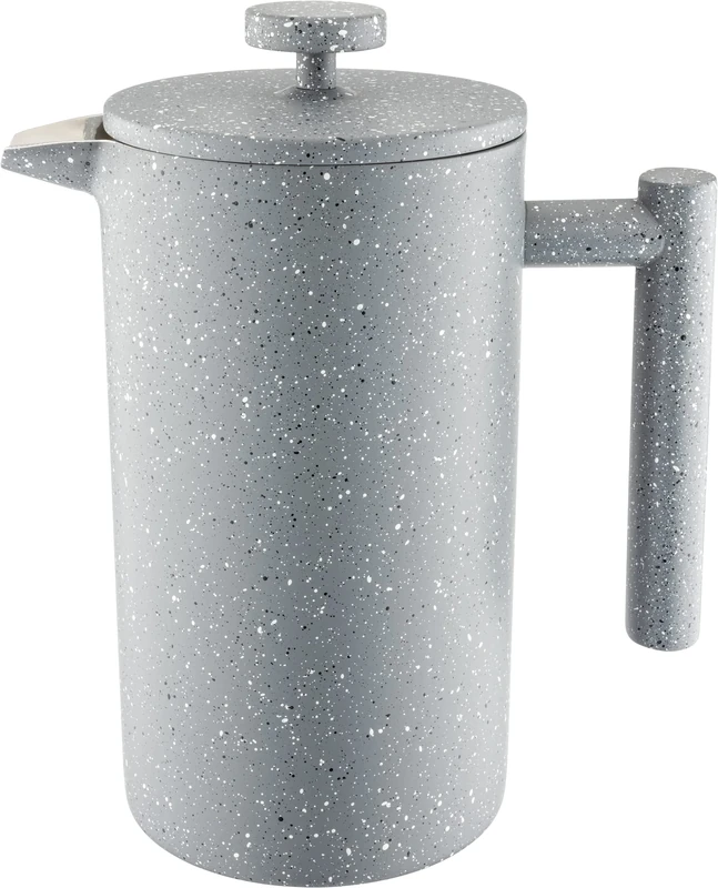 Café Olé CFD Granite Cafetière, 18/10 stainless steel double wall body and mesh filter, Grey Granite effect finish, 1000ml (8 espresso cups or 4 mugs)