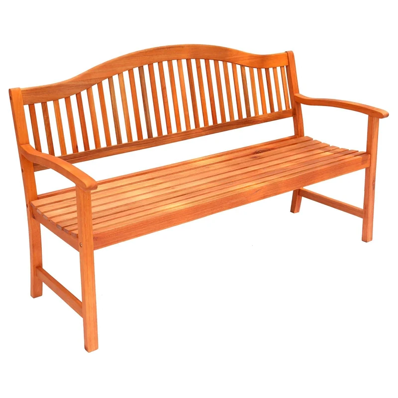 Highgrove Garden Bench | Traditional 3-Seater | Natural Eucalyptus Hardwood | Rustic Style with Slatted Back & Seat | Weather-Resistant | Flat Pack for Easy Home Assembly